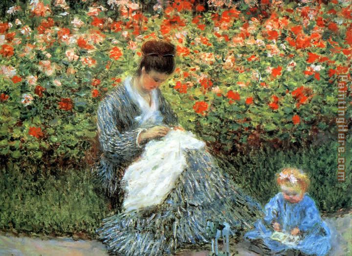 Camille Monet with a child 1875 painting - Claude Monet Camille Monet with a child 1875 art painting